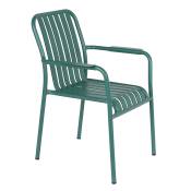 Chaise de terrasse avec accoudoirs en aluminium vert