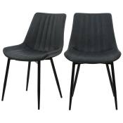 Chaise en cuir synthétique gris foncé et métal noir