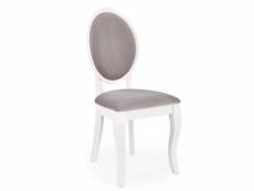 Chaise médaillon blanche et grise en bois louis 169