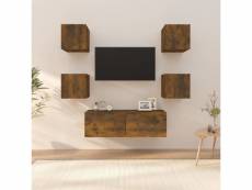 Ensemble de meubles tv design et moderne muraux chêne fumé bois d'ingénierie