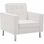 Fauteuil chaise siège lounge design club sofa salon revêtement de simili-cuir blanc