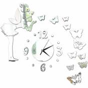 Fei Yu - Sans Cadre Horloge Murale, Creative Horloge Murale, 3D Sticker Mural, Stickers Muraux diy, Papillon Miroir Stickers, Décoration Miroir