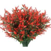 Fleurs de Lavande Artificielles Plantes 10 Paquets de en Plastique ExtéRieur Plantes Arbustes DéCor de Jardin à la (Orange Rouge)