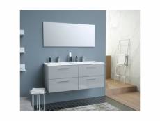 Glossy meuble de salle de bain double vasque l 120cm - gris clair laqué brillant GLOSSYSET120GR