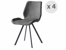 Halifax - chaise vintage tissu gris pieds noir brossé (x4) Chaise indus tissu gris pieds noir brossé (x4)