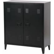 Helloshop26 - Casier de bureau armoire meuble de rangement pour bureau atelier chambre acier de bureau métallique à 2 portes 90 x 80 x 33 cm noir mat