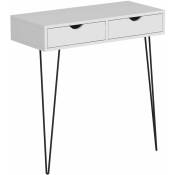 Helloshop26 - Table console à 2 tiroirs 90 x 90 x 40 cm blanc / noir - Blanc