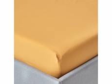 Homescapes drap-housse uni jaune moutarde 100 % coton