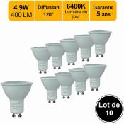 Jamais utilisé] Lot de 10 ampoules led GU10 4,9W - 120° - 400Lm 6400K - garantie 5 ans