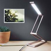 Lampe de bureau led - Luminaire pliable en aluminium sans fil avec micro-USB et crochet amovible - Lumière table de nuit salon - Rose doré - Rhafayre