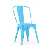 Les Tendances - Chaise métal brillant turquoise Industriel Kalax 45 cm
