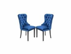 Lot de 2 chaises capitonnées en velours - bleu