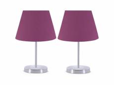 Lot de 2 lampes de table accensa h37cm tissu violet et métal argent