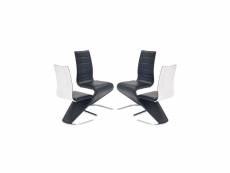 Lot de 4 chaises design en cuir synthétique 45 x 58 x 99 cm - noir