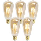 Luedd - Lot de 5 lampes led E27 dimmables ST64 goldline