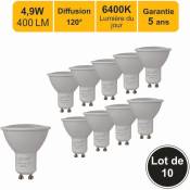 Lutece-arc - jamais utilisé] Lot de 10 ampoules led GU10 4,9W - 120° - 400Lm 6400K - garantie 5 ans
