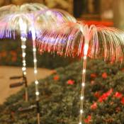 Méduse (lumière à fibre optique) 2 pièces lumière solaire extérieure à fibre optique de méduse adaptée aux lumières décoratives de paysage de jardin