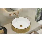 Meje - Vasque à rayures dorées de 42 x 42 cm, lavabo