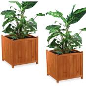 Melko - pot de fleurs 2 pcs. boîte à plantes pot de fleurs en bois pour l'intérieur et l'extérieur, marron, 50 x 50 x 50 cm