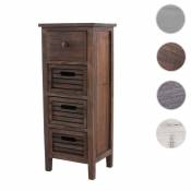Mendler Commode / table d'appoint / armoire, 4 tiroirs, 30x25x74cm, shabby, vintage, marron