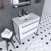 Meuble de salle de bain 80x50cm Blanc - 2 tiroirs -