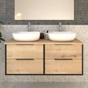 Meuble de salle de bain sans miroir avec vasques à poser arrondies alba - 120cm - Noir