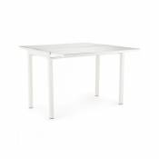 Meubletmoi Table extensible compact plateau verre blanc
