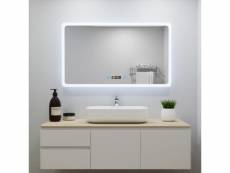 Ocean 80*60cm miroir salle de bain led avec éclairag + miroir mural cosmétique lumineux + anti-buée + horloge numérique + horzantale