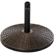 Outsunny - Pied de parasol rond base de lestage ø 53 x 35,5 cm résine imitation rotin poids net 25 Kg noir bronze - Noir