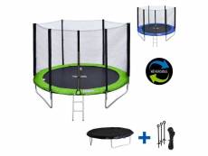 Pack premium trampoline 245cm réversible vert - bleu