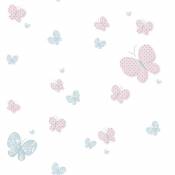 Papier peint imprimé papillons - Rose Celeste - 10,03 x 0,53