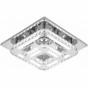 Plafonnier double carré, plafonnier d'entrée en acrylique, argent, lumière blanche froide, lustre encastré en cristal, cristal clair, pour chambre,