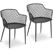 Royal Catering - Lot de 2 chaises en plastique Chaise pour salle d'attente Accoudoirs 150 kg Noir