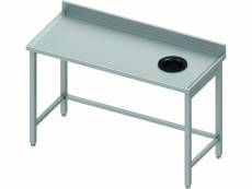 Table adossée inox - vide ordure à droite- profondeur