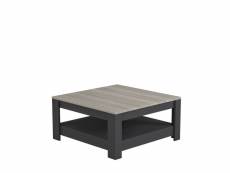 Table basse yilema 89x89cm chêne clair et gris foncé