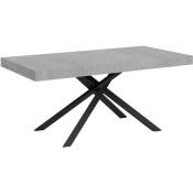 Table extensible 160x90/264 cm Karida Gris Béton cadre Anthracite