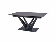 Table extensible métal verre et céramique noir 160cm rizo
