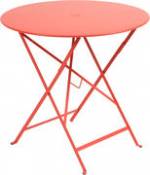 Table pliante Bistro / Ø 77cm - Trou pour parasol - Fermob rouge en métal