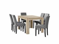 Table salon salle à manger avec 6 chaises rembourré