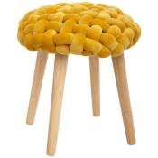 Tabouret Akemi tricot jaune moutarde - Atmosphera créateur
