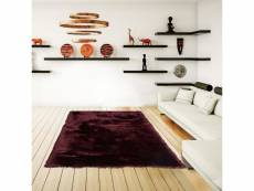 Tapis shaggy tapis rond ø 140cm sg fin violet fait main certification care and fair idéal pour chambre