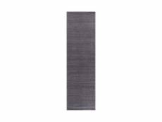 Tara - tapis uni gris à relief linéaire 80x300cm