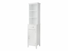 Teamson home meubles de salle de bain en bois grande armoire étagères et tiroirs en lin sur pied blanc ehf-f0006