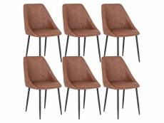 Tinto - lot de 6 chaises simili marron et pieds acier