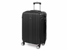 Valise moyenne taille 65cm, valise de voyage, rigide e légère abs valise de voyage à roulettes valises, 4 doubles roues, 42x26x65cm, noir