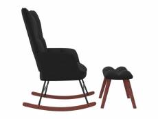 Vidaxl chaise à bascule avec repose-pied noir velours