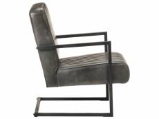 Vidaxl fauteuil cantilever gris cuir véritable 321858