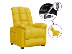 Vidaxl fauteuil inclinable électrique jaune tissu