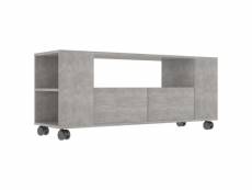 Vidaxl meuble tv gris béton 120x35x48 cm bois d'ingénierie 801350