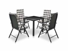 Vidaxl mobilier à dîner d'extérieur 5 pcs avec coussins aluminium noir 42778